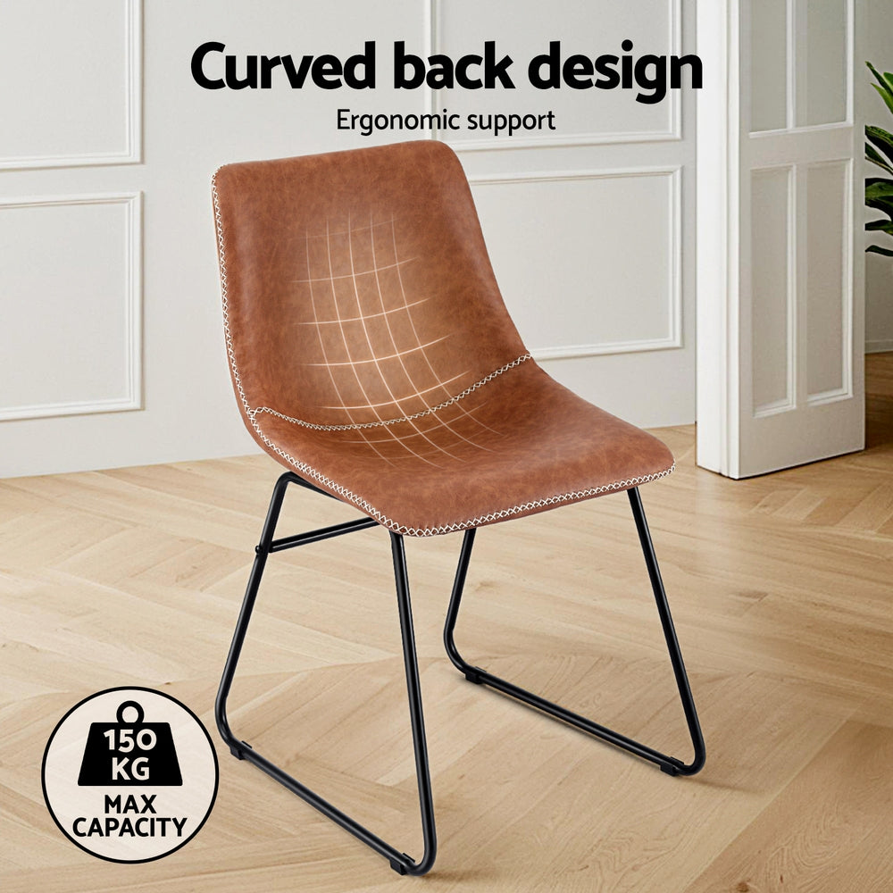 Arlo Retro Dining Chairs – Brown – Set of 4