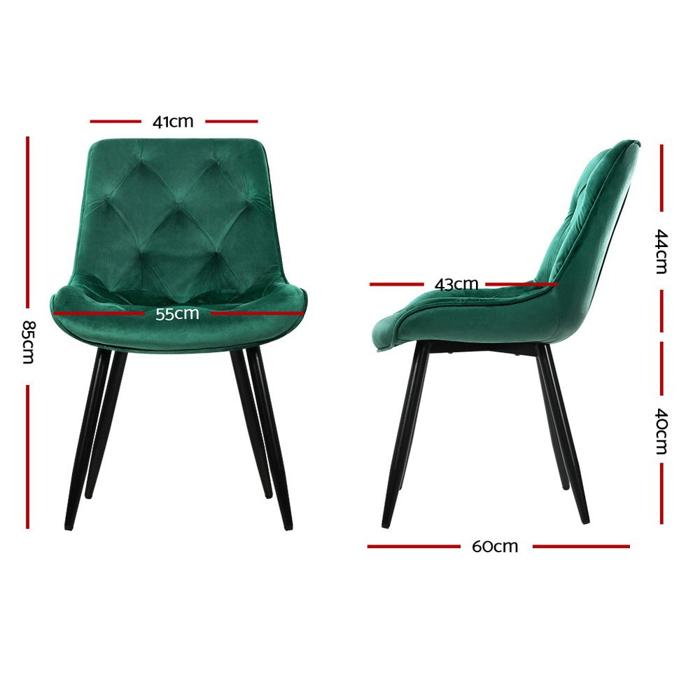 Starlyn Velvet Diamond Tufted Dining Chairs – Green – Set of 2
