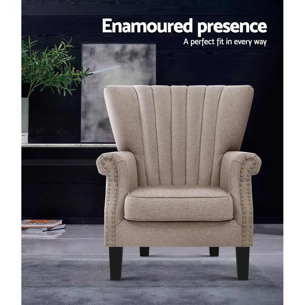 Hadley Wingback Armchair – Beige – Standard