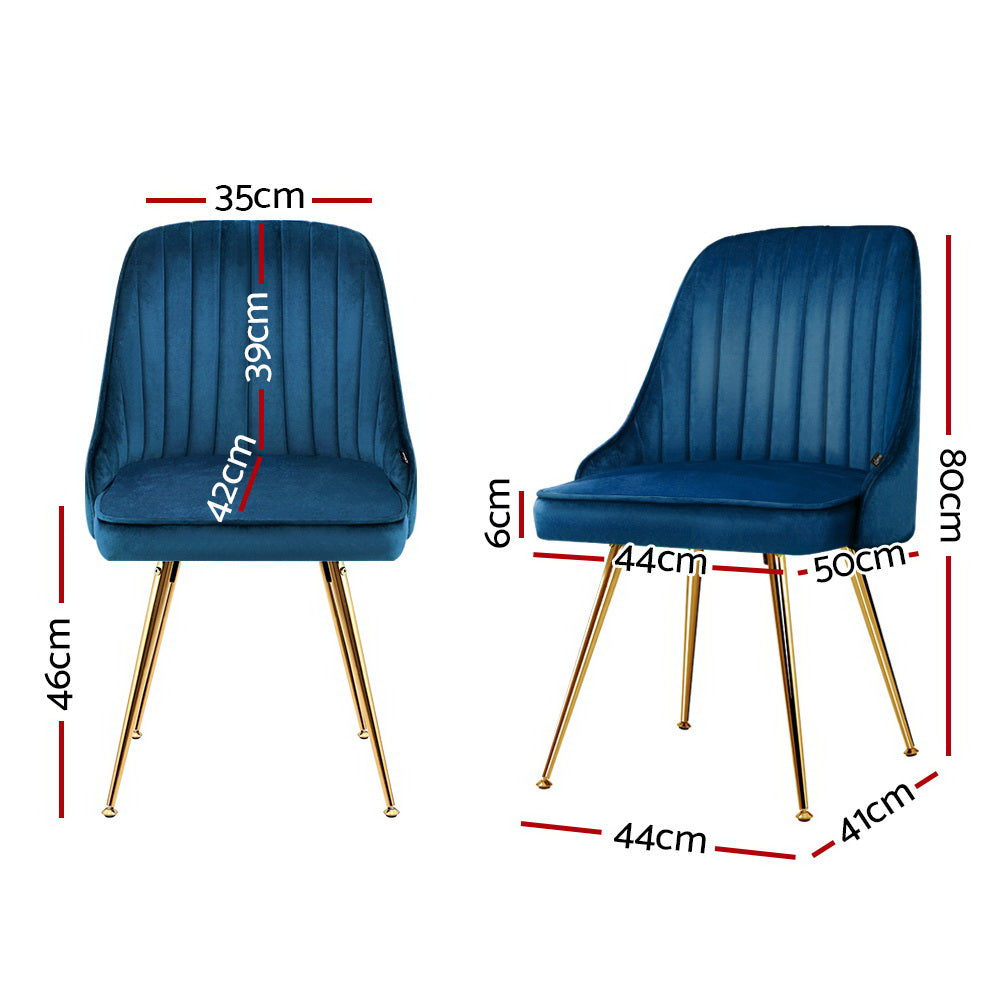 Senna Velvet Channel Tufted Dining Chairs – Blue – Set of 2