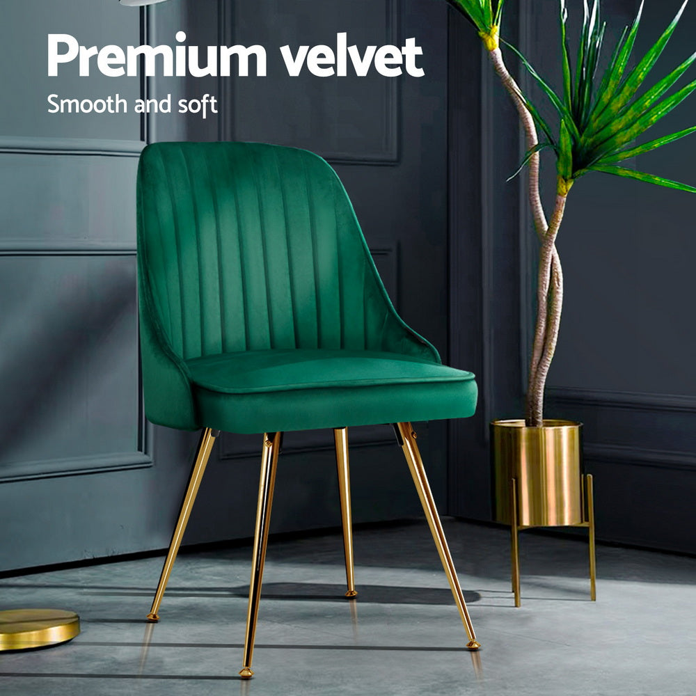 Alvara Velvet Dining Chairs – Green – Set of 4