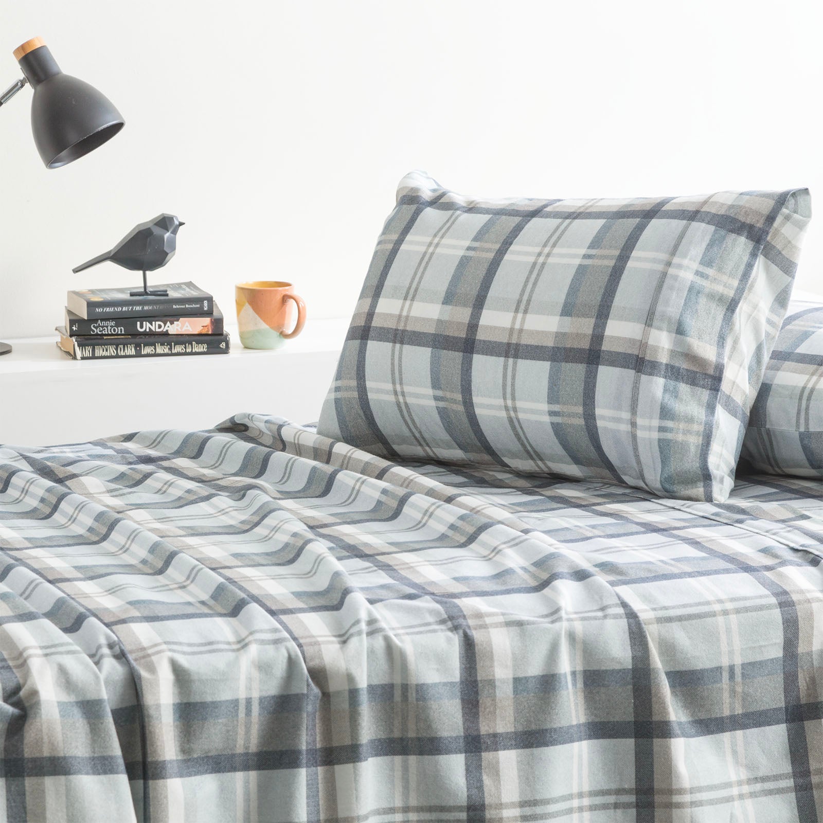 Heathered Plaid 175 GSM Egyptian Cotton Flannelette Sheet Set – Queen