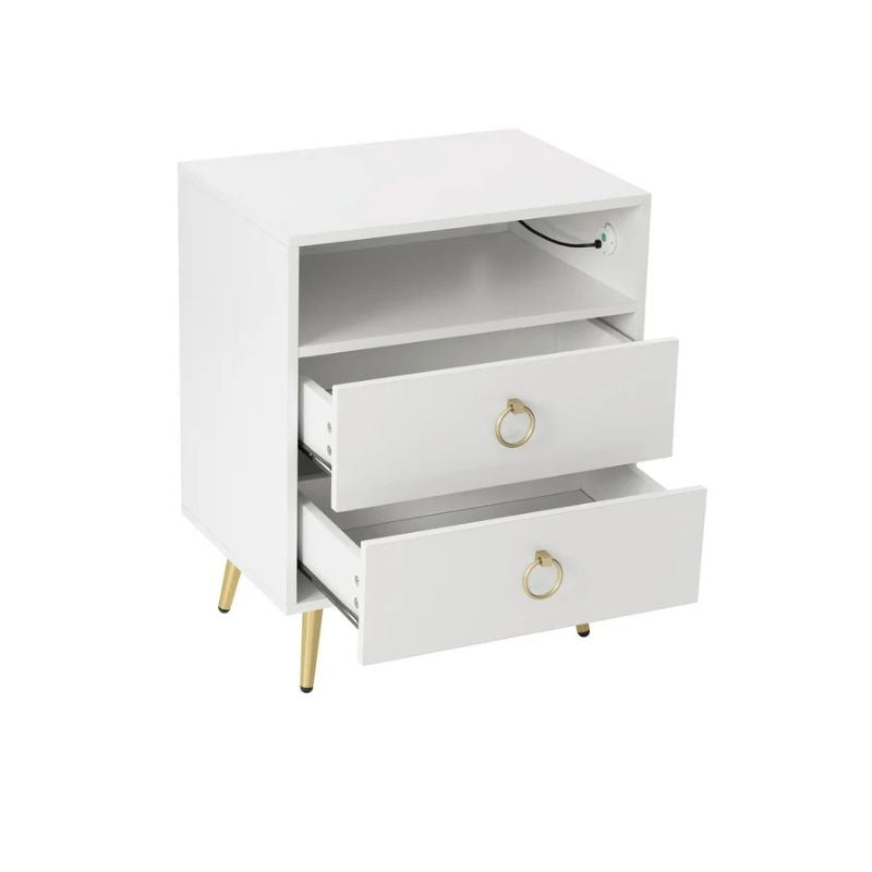 Amelia LED Bedside Tables – White – Set of 2