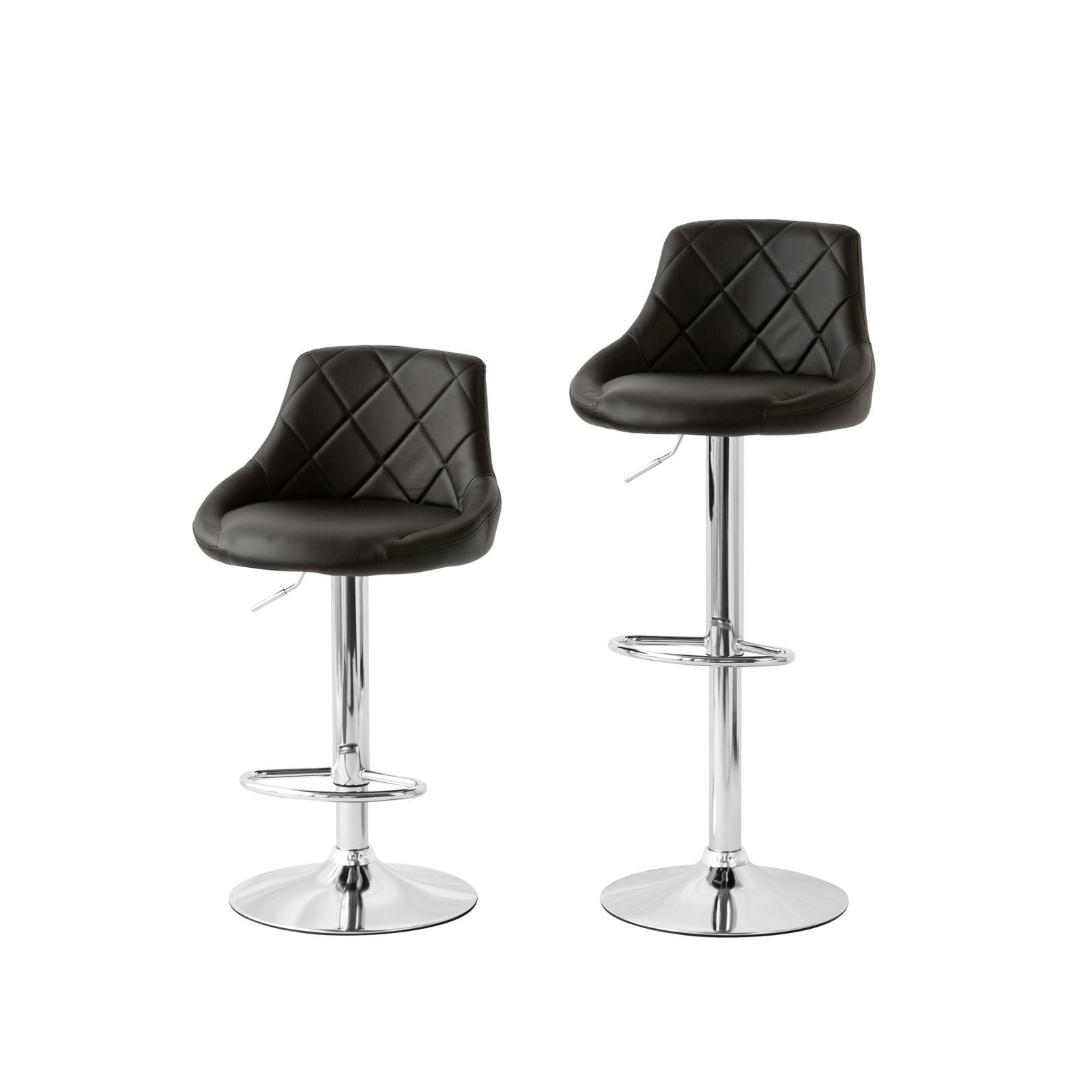 Cove Diamond Style Padded Leather Bar Stools – Black – Set of 2
