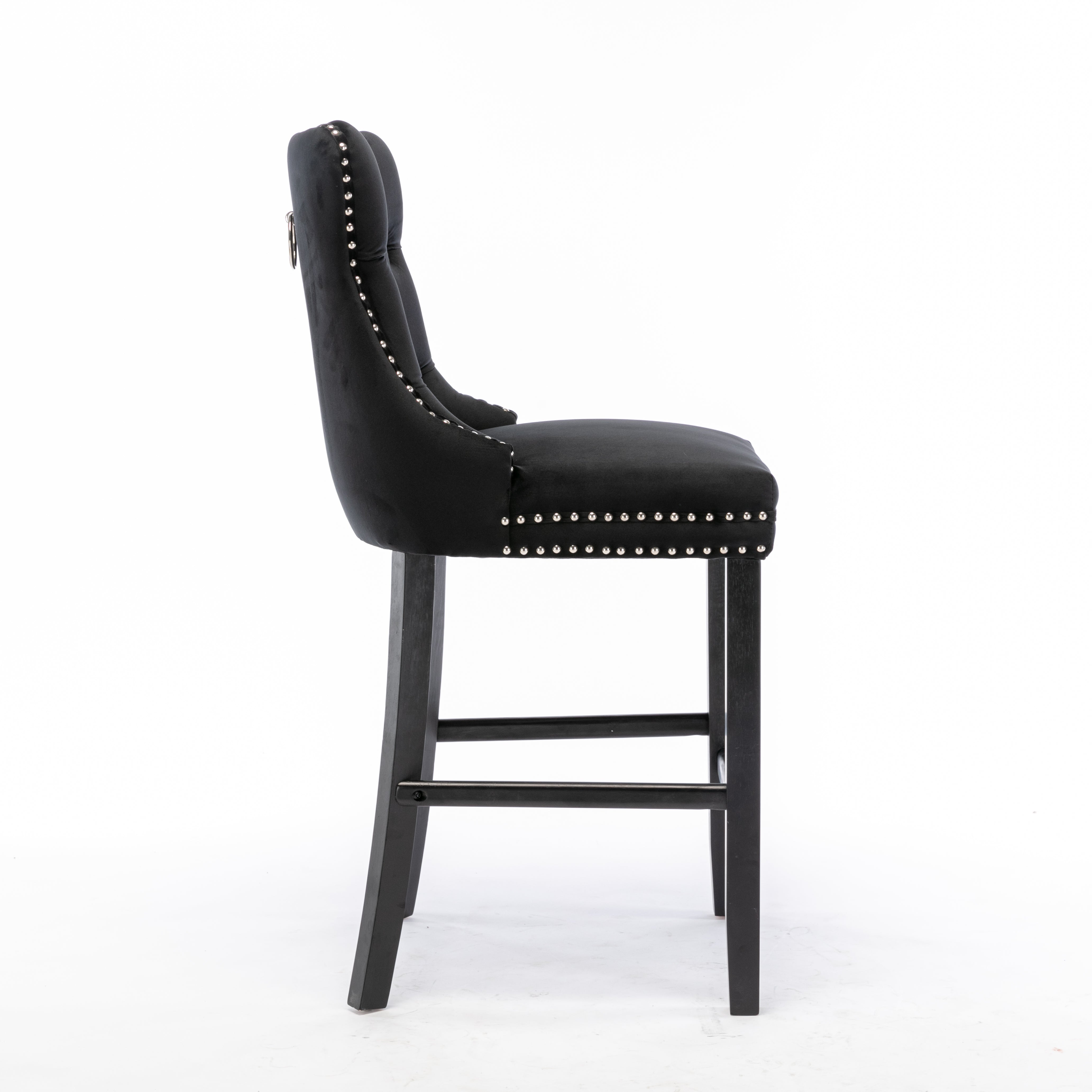 Meridian Velvet Bar Stools – Black – Set of 2