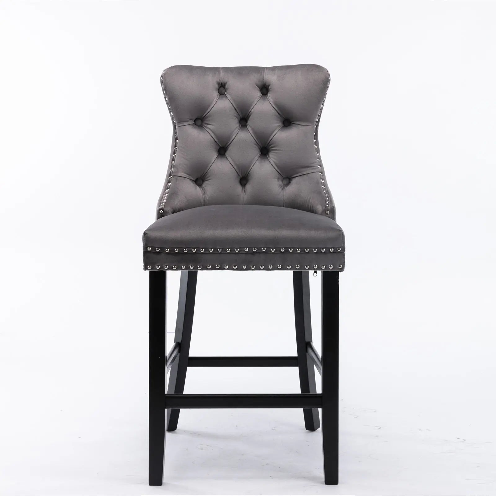 Arlo Velvet Tufted Bar Stools – Grey – Set of 4