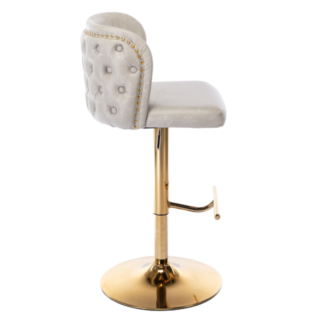 Halston Leather Swivel Bar Stools – Beige – Set of 2