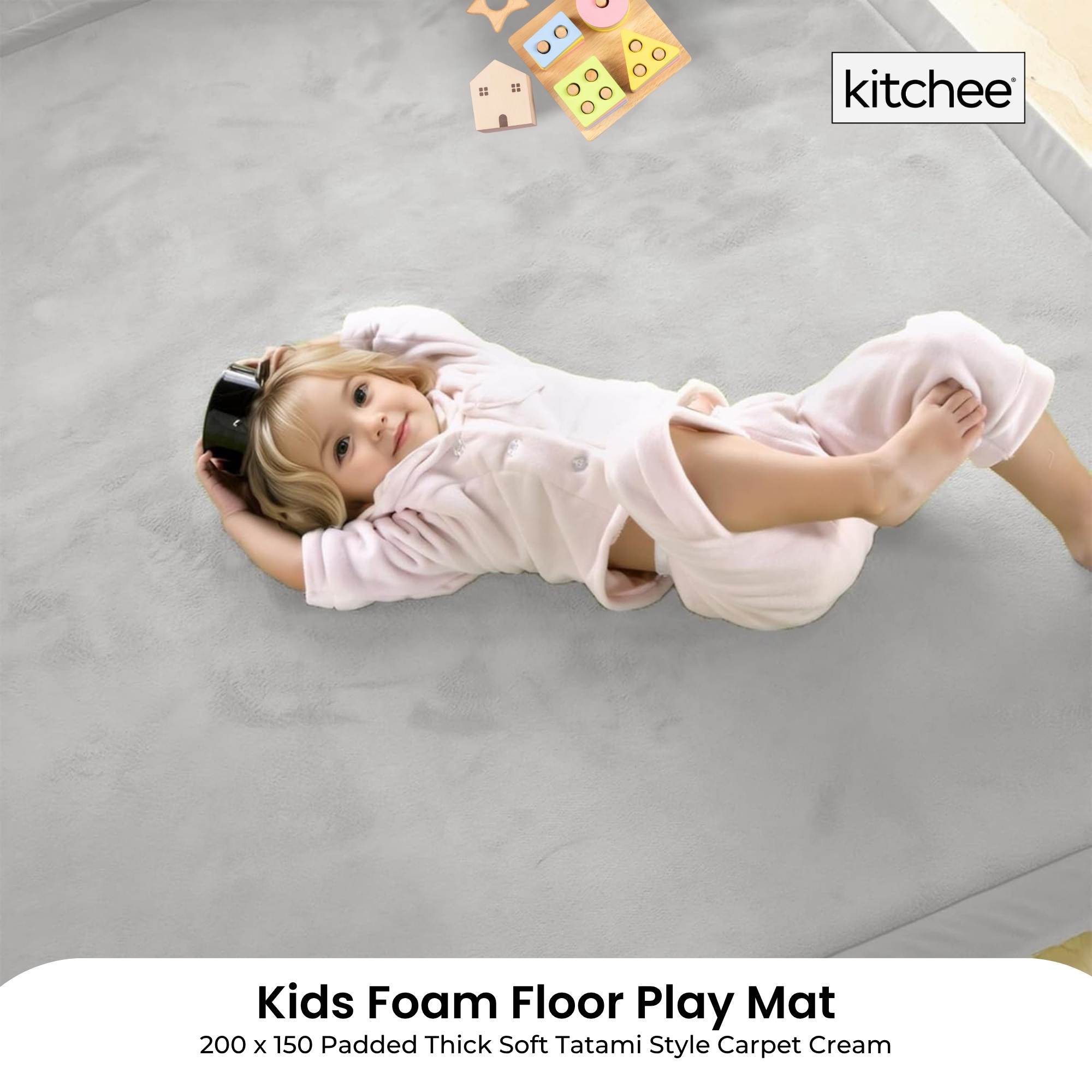 Senna Kids Foam Floor Play Mat – Grey – 150 × 200 cm