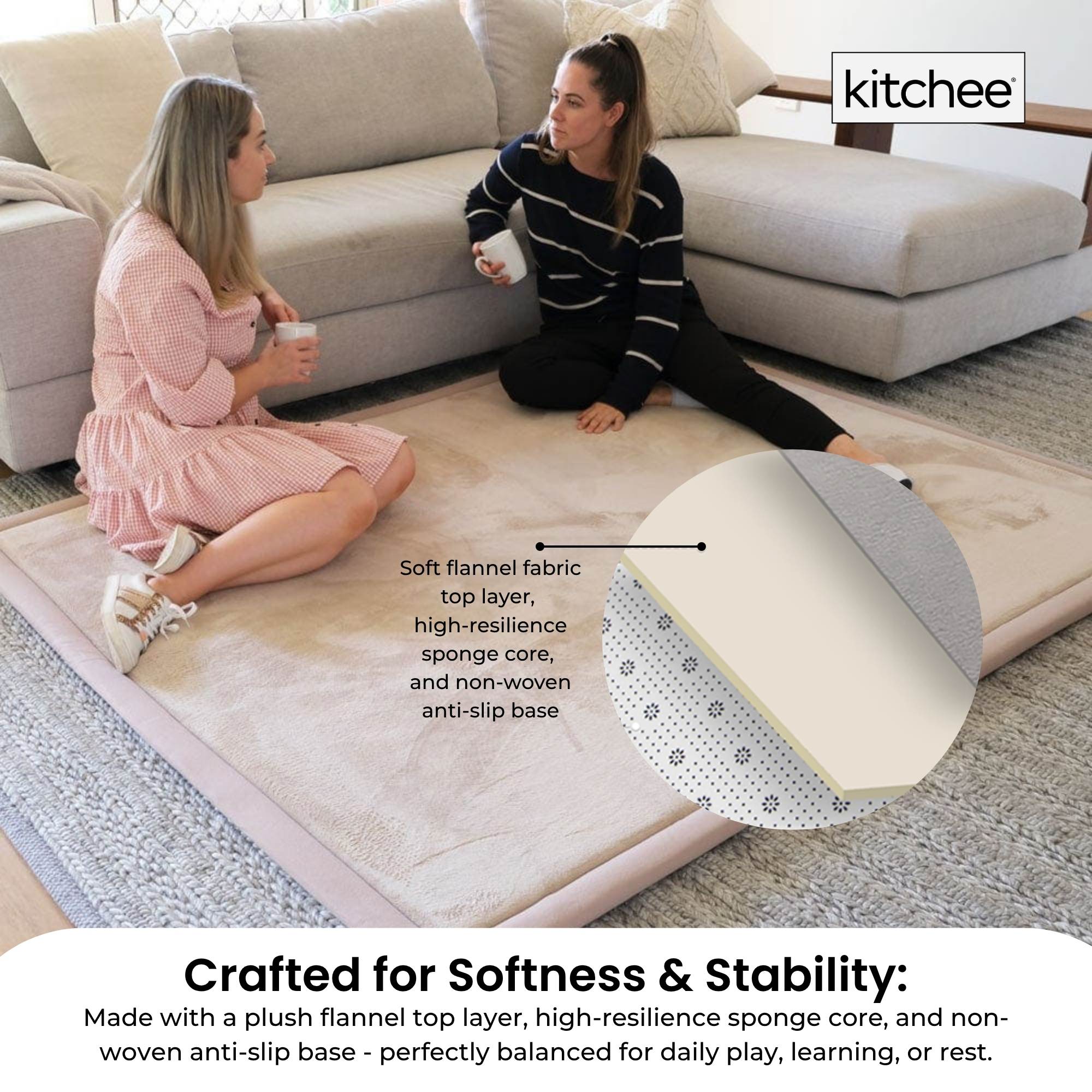 Senna Kids Foam Floor Play Mat – Cream – 150 × 200 cm
