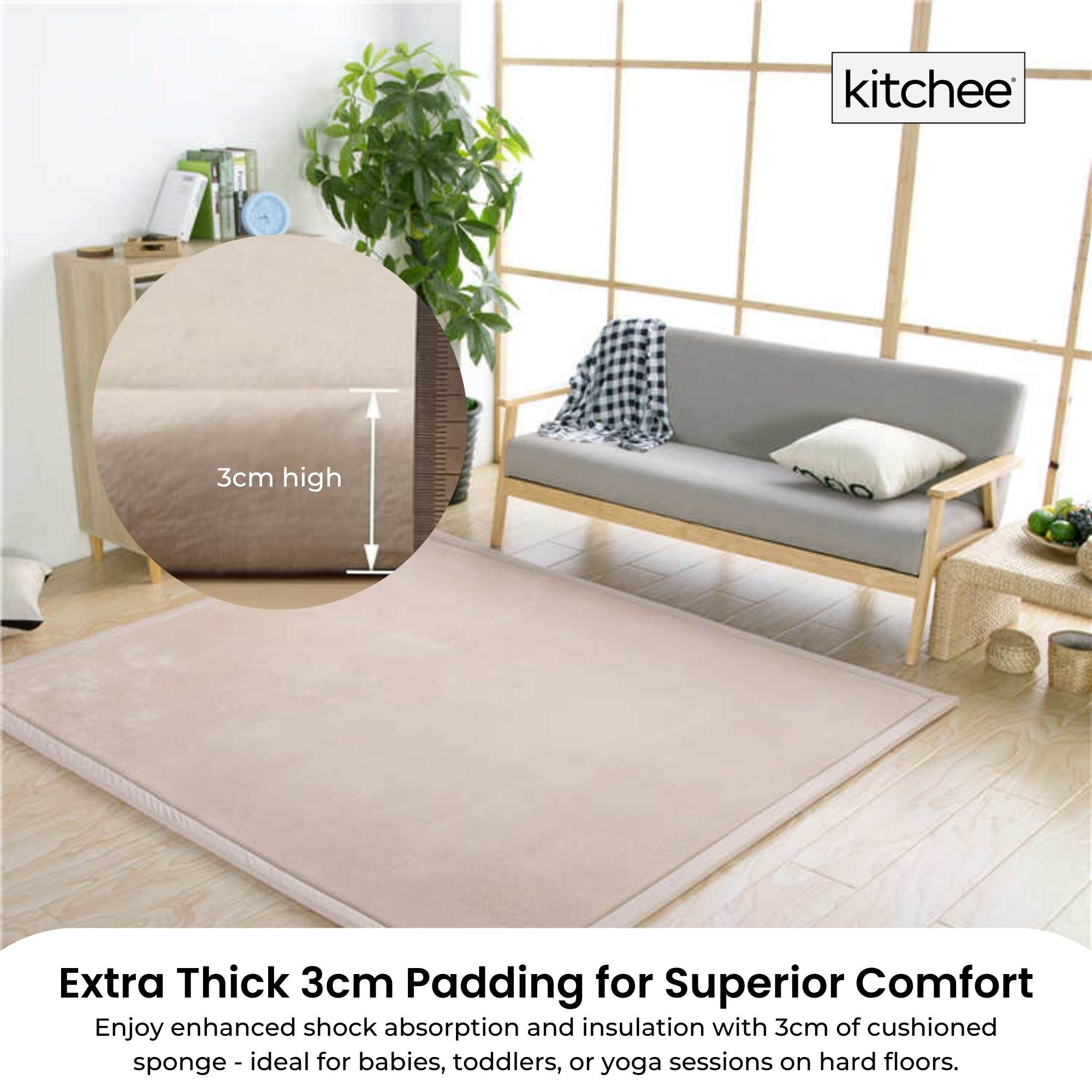 Senna Kids Foam Floor Play Mat – Cream – 200 × 200 cm
