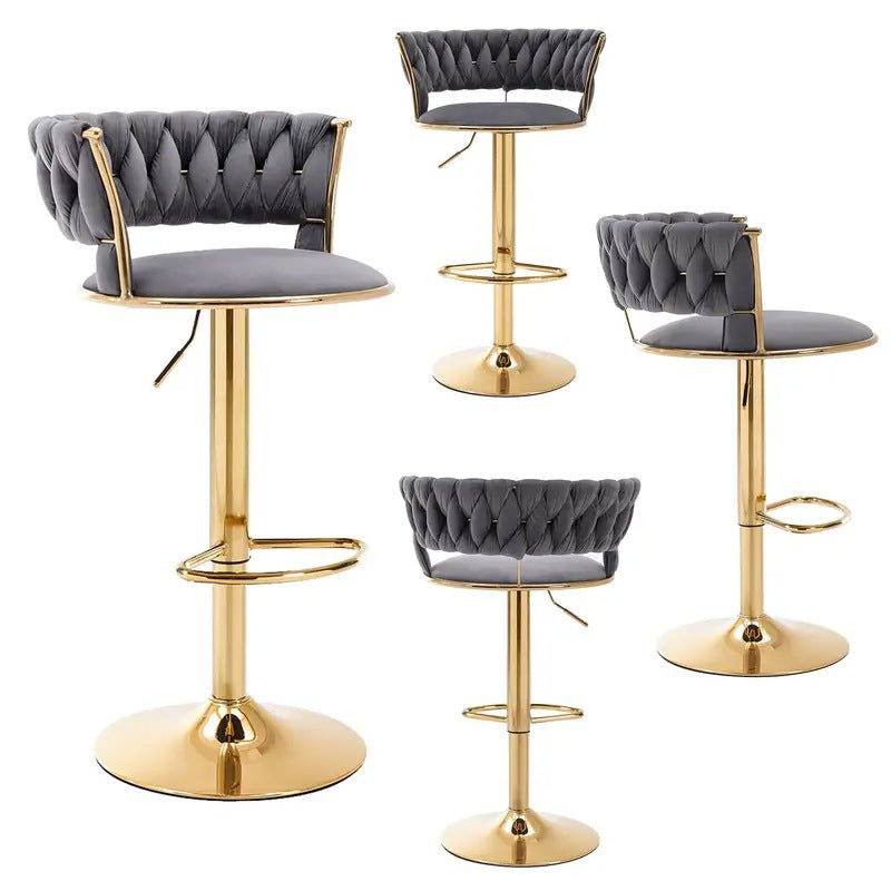 Serenita Velvet Counter Stools – Grey – Set of 2