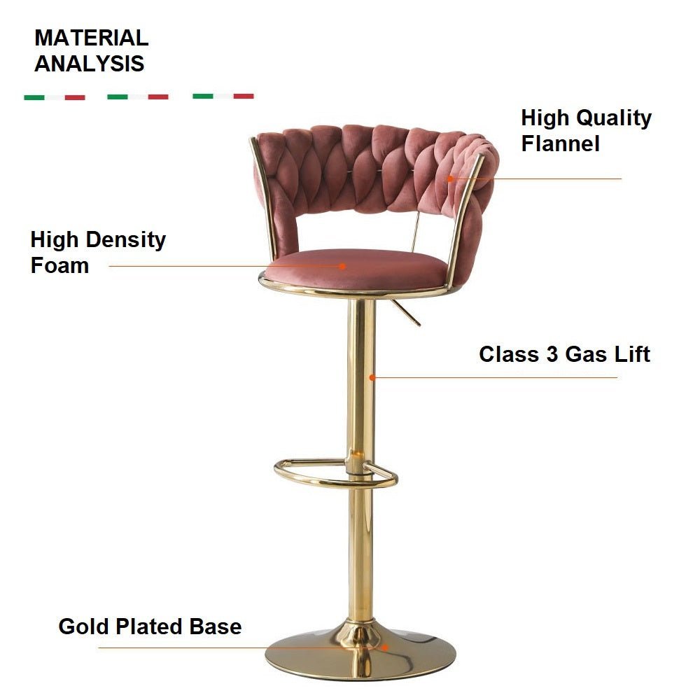 Serenita Velvet Breakfast Bar Stool – Brown – Set of 2