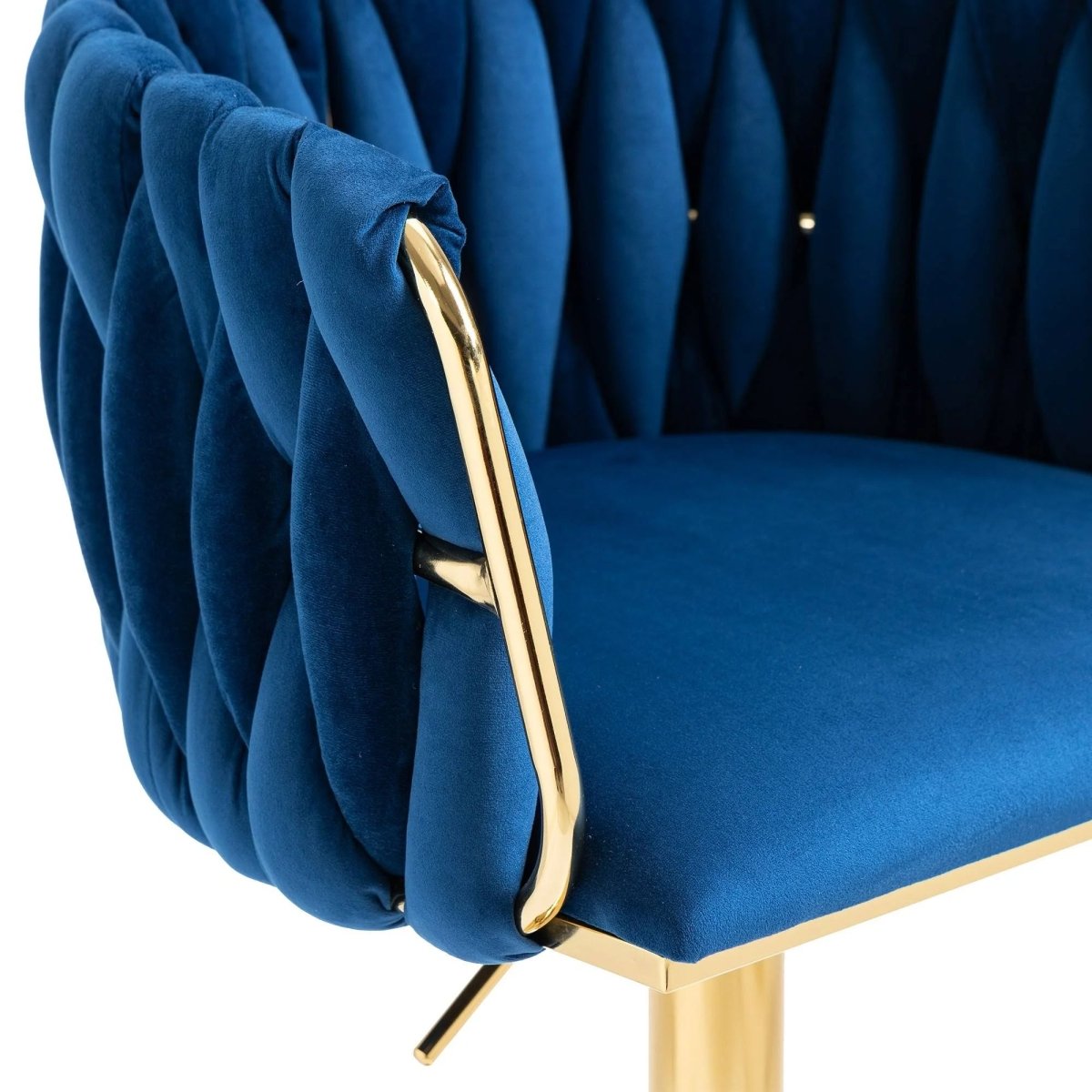 Callan Velvet Swivel Bar Stools with Backrest – Blue – Set of 2