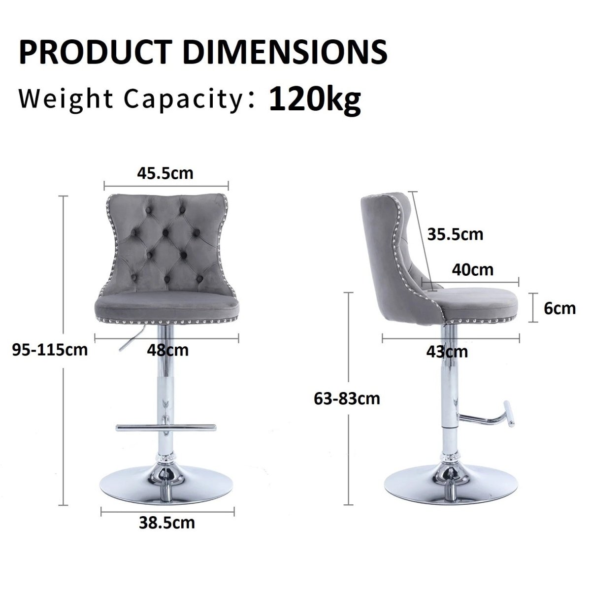 Linden Velvet Swivel Bar Stools – Grey – Set of 2