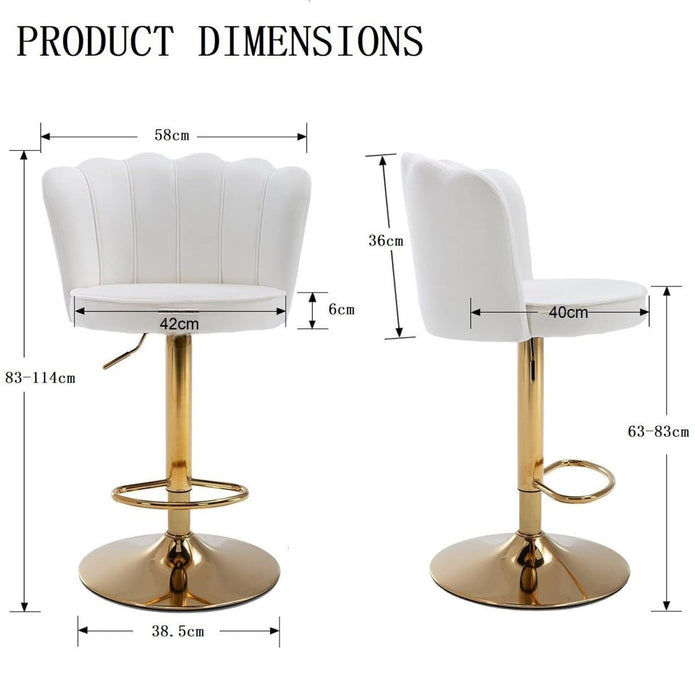 Serenita Velvet Swivel Bar Stool – White – Set of 2