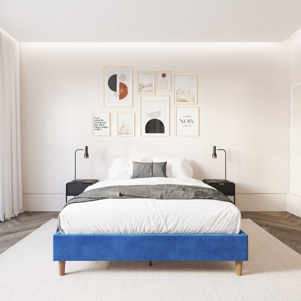Vienna Velvet Bed Frame – Blue – Single