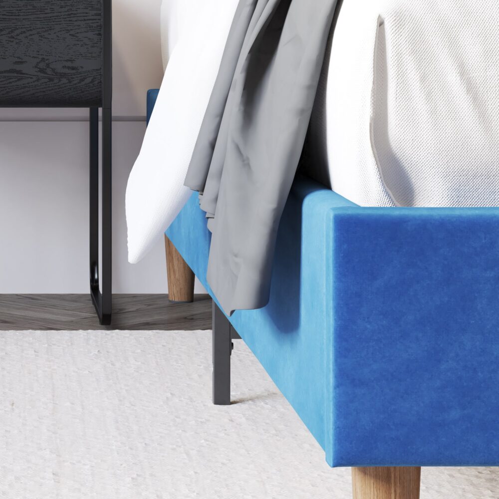 Vienna Velvet Bed Frame – Blue – Queen