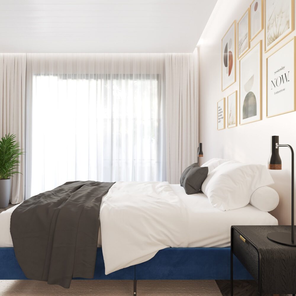Vienna Velvet Bed Frame – Blue – Queen