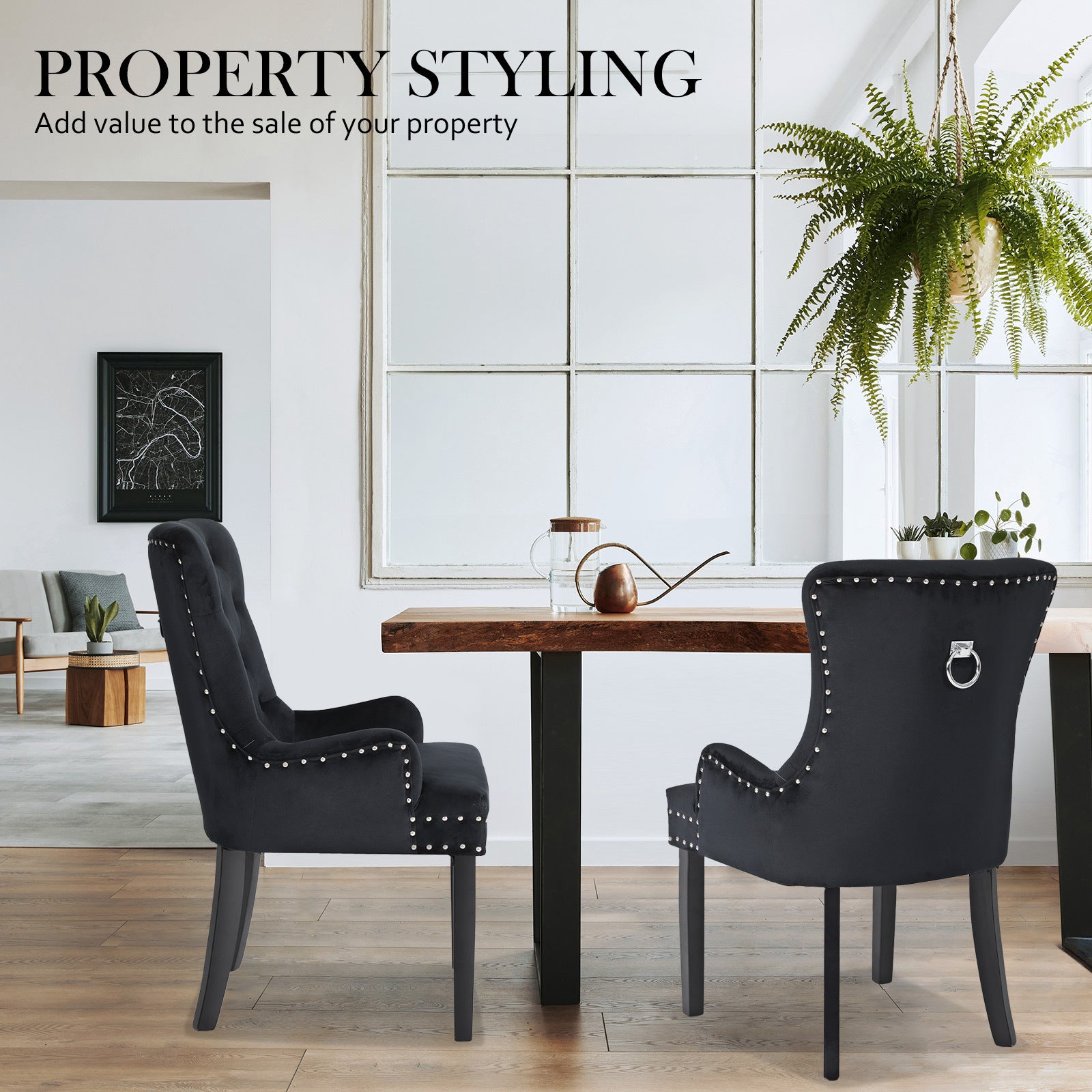 Lisse French Provincial Dining Chairs – Black – Set of 4