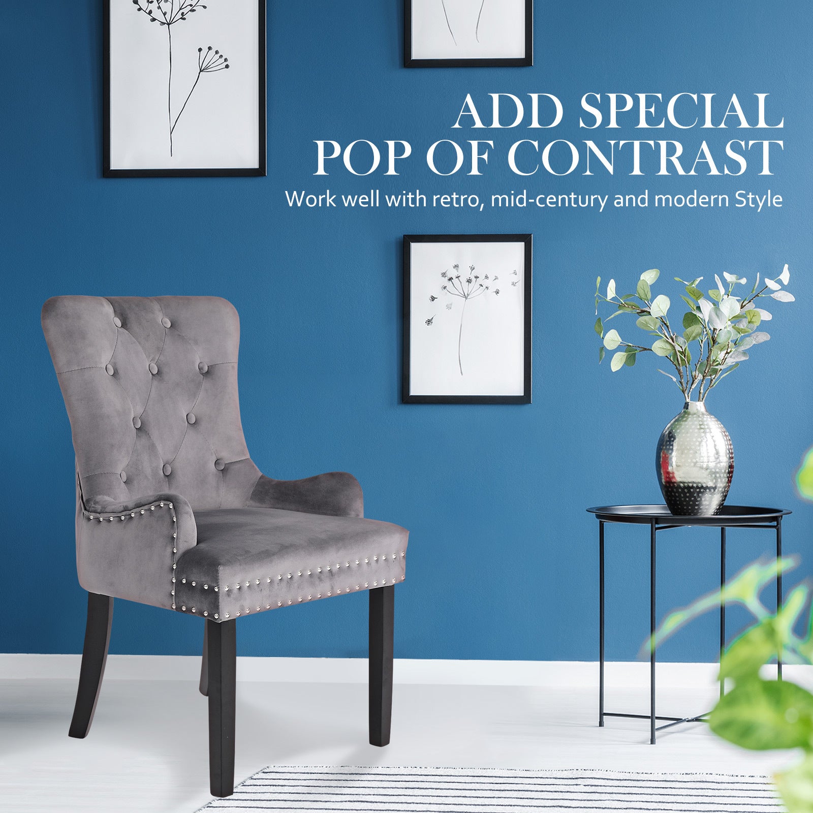 Rowan French Provincial Dining Chairs – Grey – Set of 2