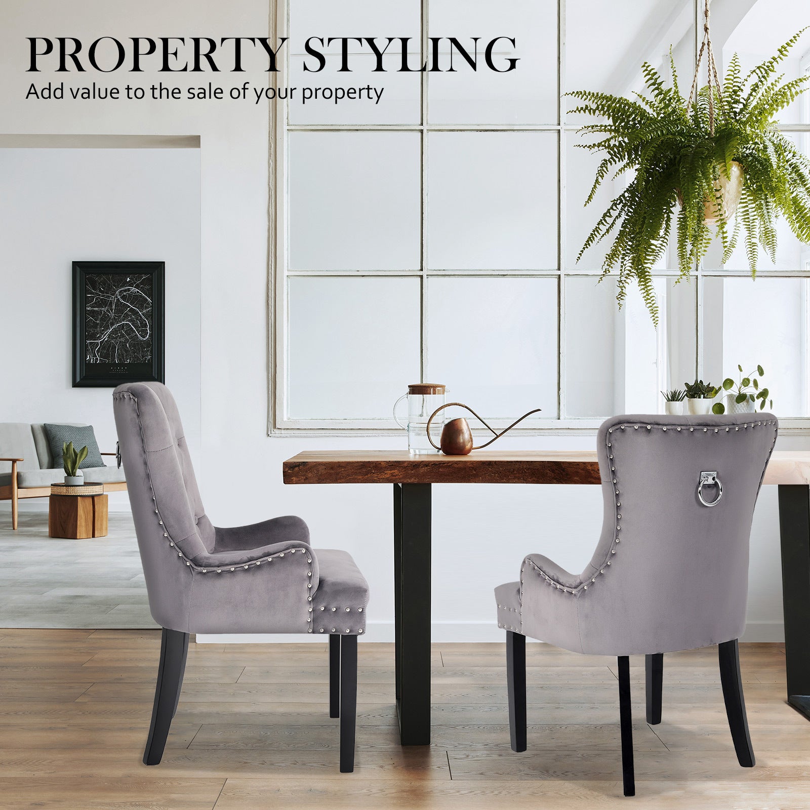 Rowan French Provincial Dining Chairs – Grey – Set of 2