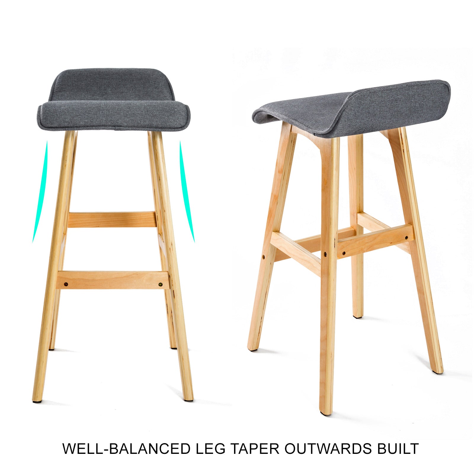 Nova Wooden Bar Stools – Grey – Set of 4