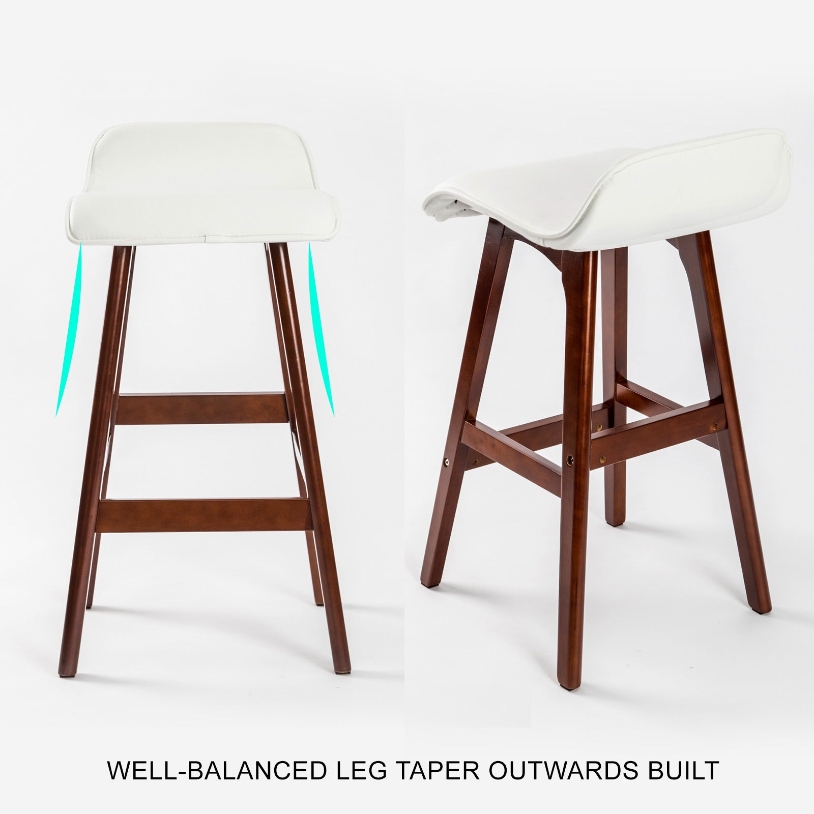 Sophia Leather Bar Stools – White – Set of 2