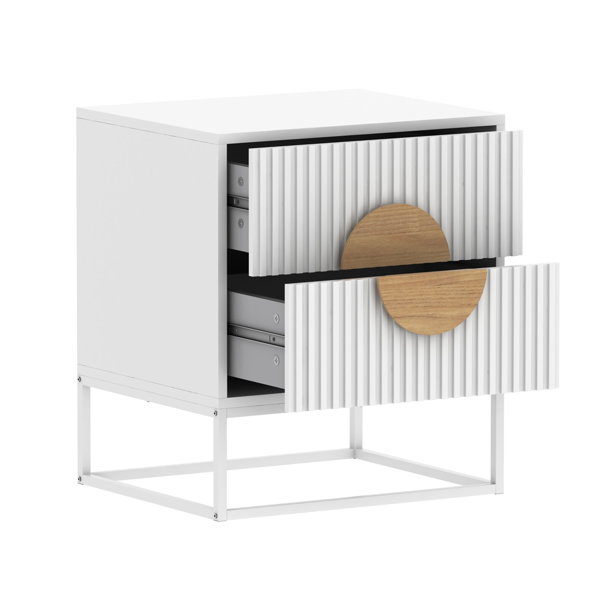 Belmonte Fluted Bedside Table – White