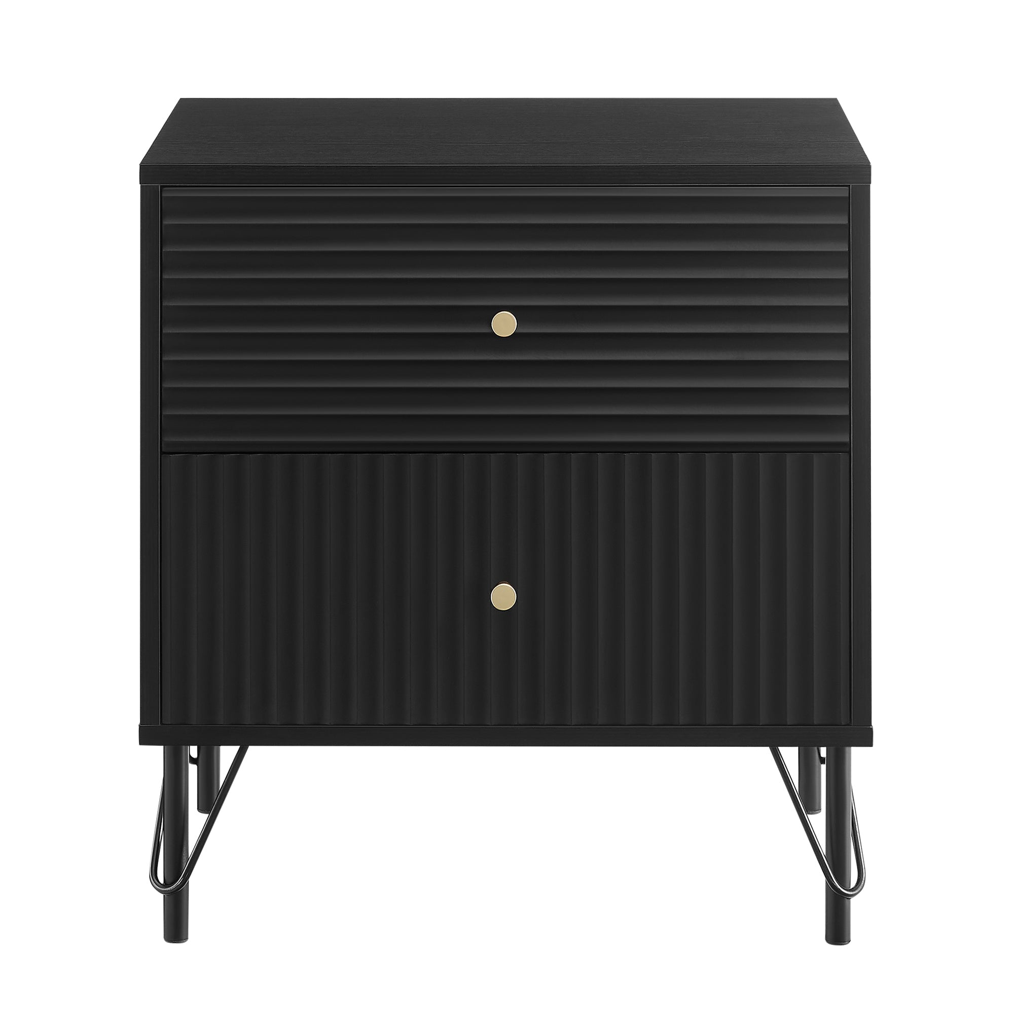 Lisa Wavy Fluted Bedside Table – Black