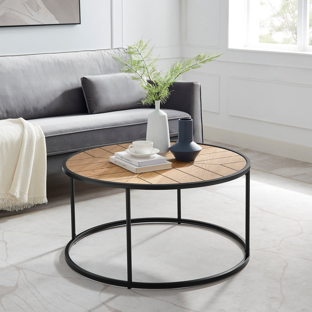 Chevron Coffee Table – Brown / Wood – 90 cm