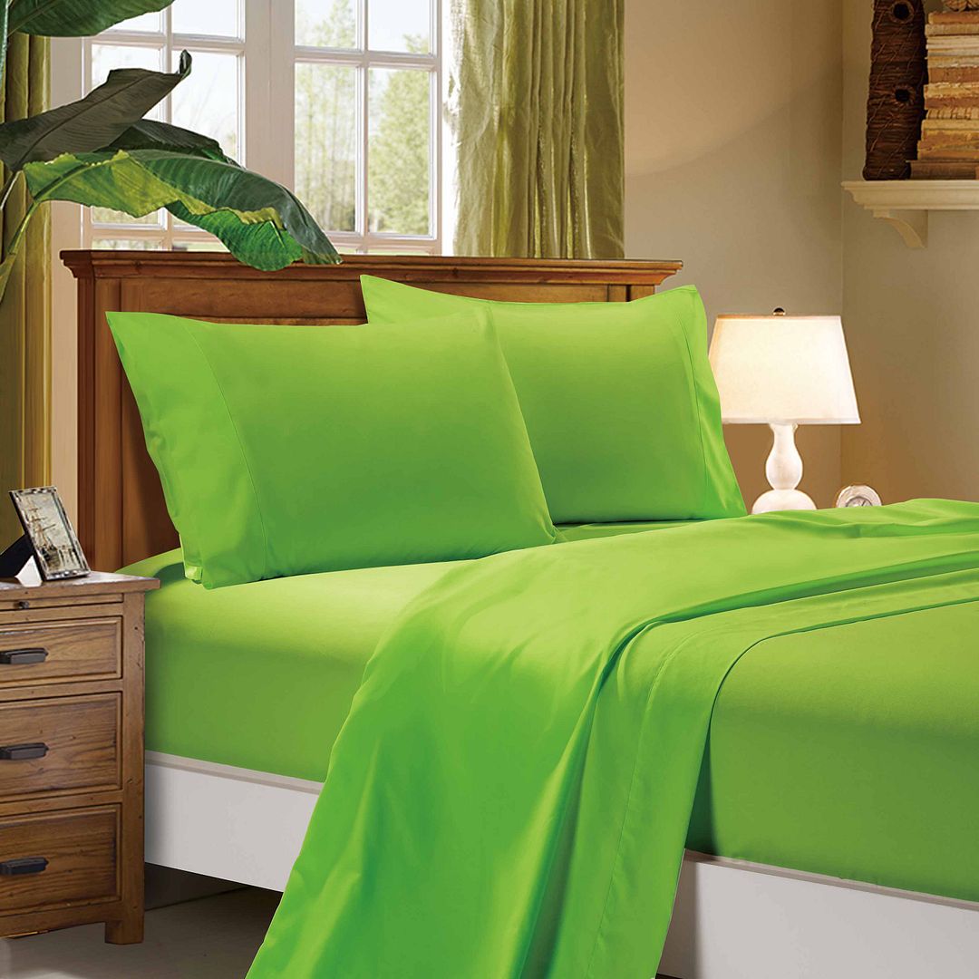 Haven 1000TC Ultra Soft Bed Green Flat & Fitted Sheet Set – Double