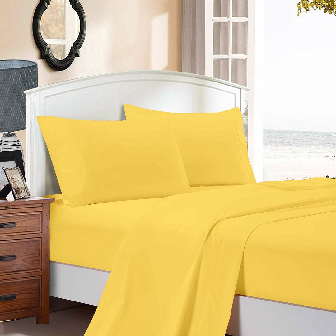Rowan 1000TC Ultra Soft Bed Yellow Flat & Fitted Sheet Set – Queen