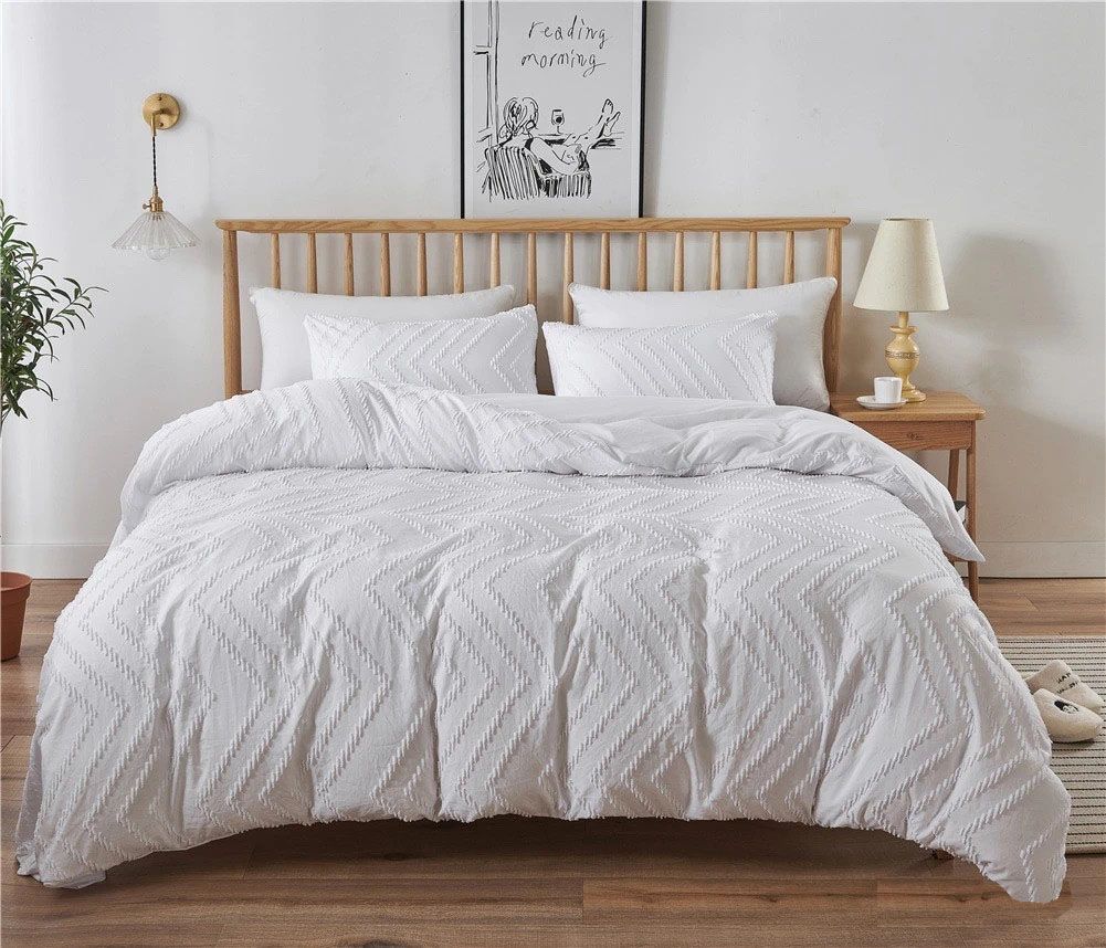 Lunara Jacquard Quilt Cover Set – White – Super King
