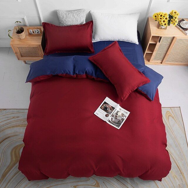 Nova Reversible Quilt Cover Set – Blue & Red – Super King