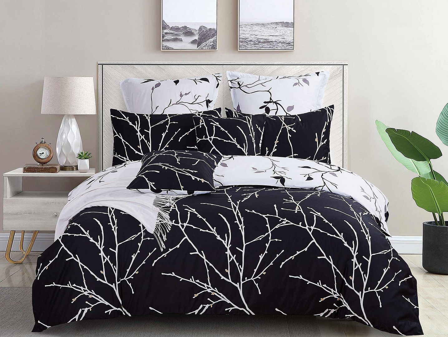 Marlowe Tree Print Quilt Cover Set – White – Double