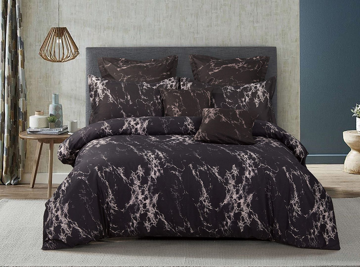 Arlo Black Marble Duvet Quilt Cover Set – King