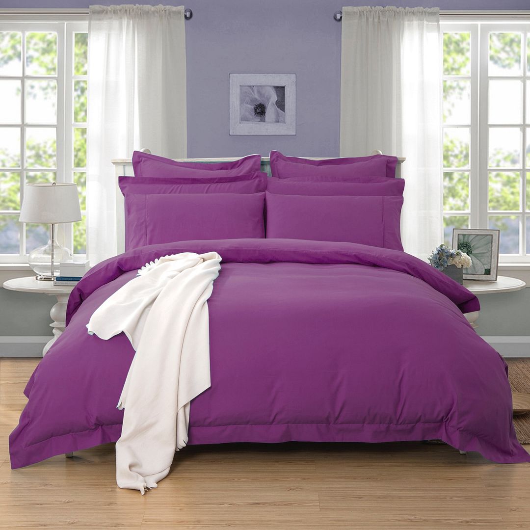 Rowan 1000TC Tailored Purple Duvet Quilt Cover Set – Queen