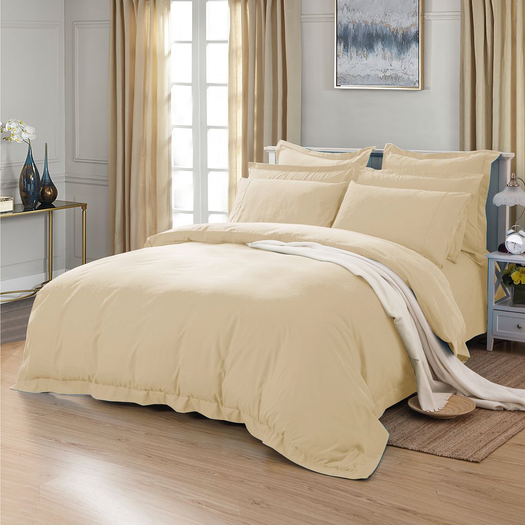 Arlo 1000TC Tailored Quilt Cover Set – Yellow Cream – Queen