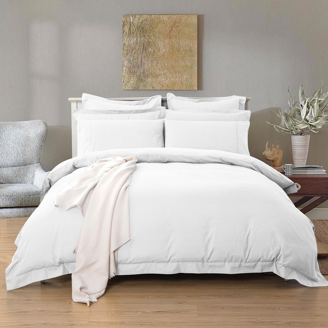 Arlo 1000TC Tailored White Duvet Quilt Cover Set – Single