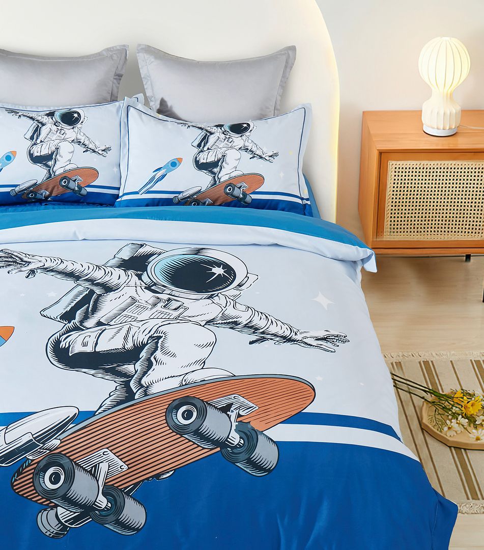 Astronaut Kids Quilt Cover Set – Multi – Double