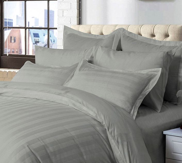 Arlo Striped Quilt Cover Set – Grey – Queen