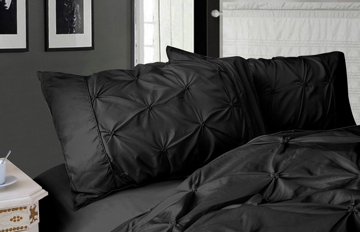Diamond Pintuck Premium Ultra Soft Pillowcases 2 - Pack - Black – Queen