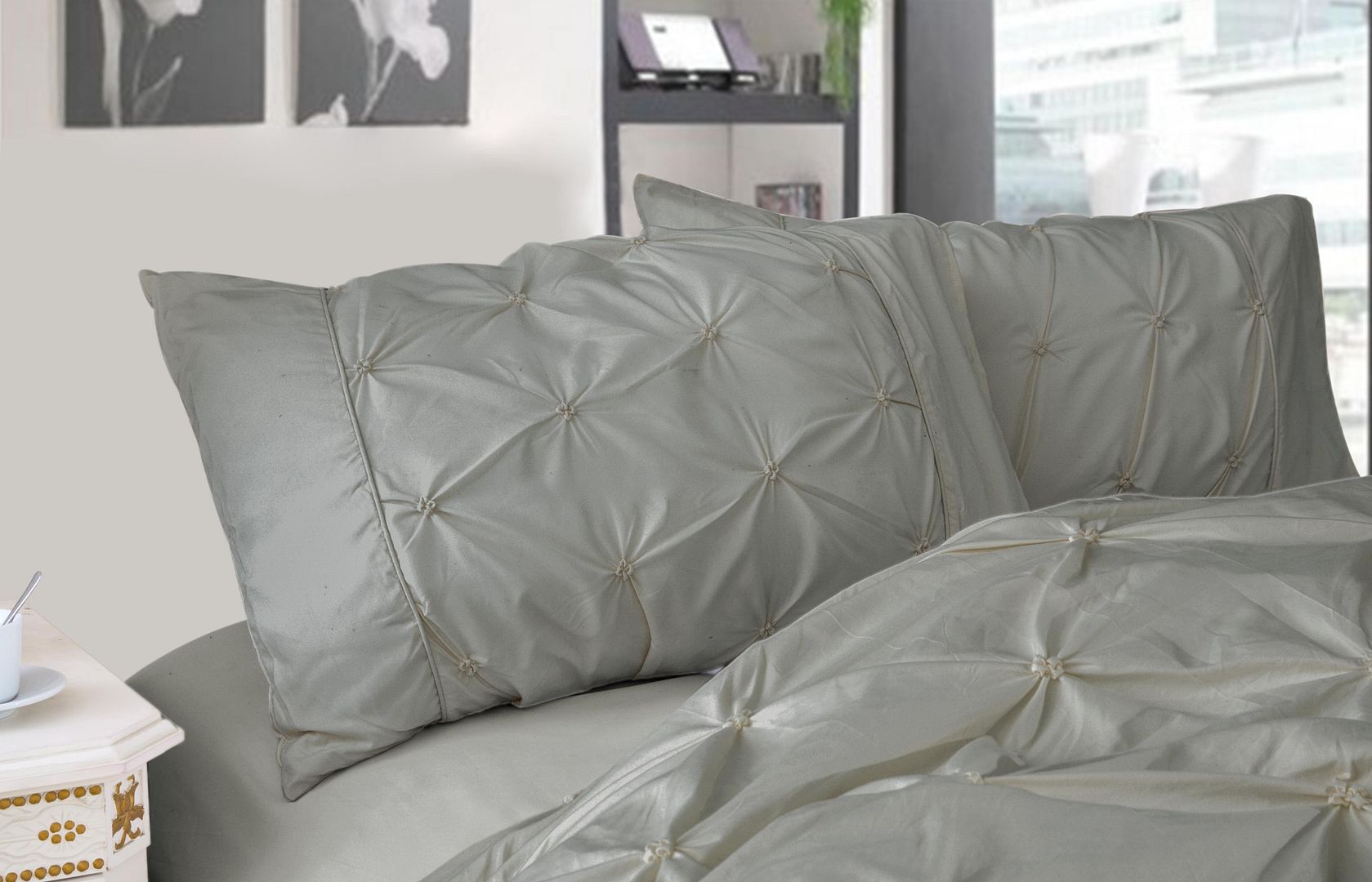 Diamond Pintuck Premium Ultra Soft Pillowcases 2 - Pack - Grey – Queen