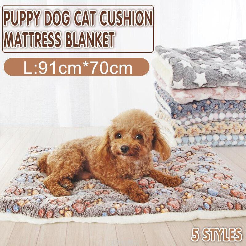 Arlo L Puppy Dog Cat Cushion Mattress Blanket Bed Soft Warm Pad Winter Kennel House - Blue Whitestar