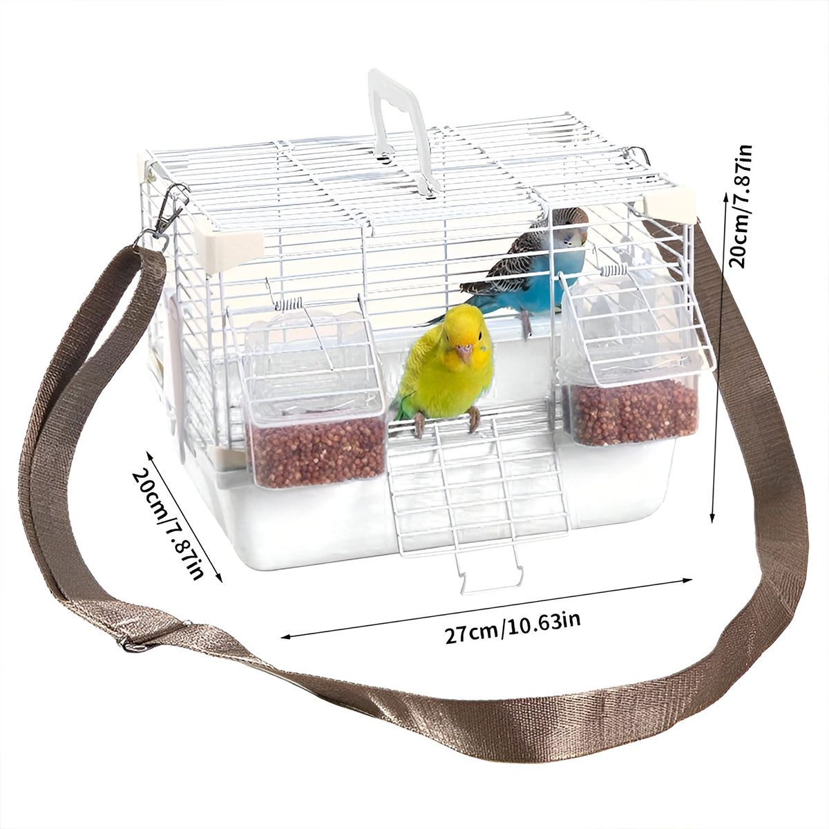 Aviana Portable Bird Carrier Cage – Grey – 27 cm