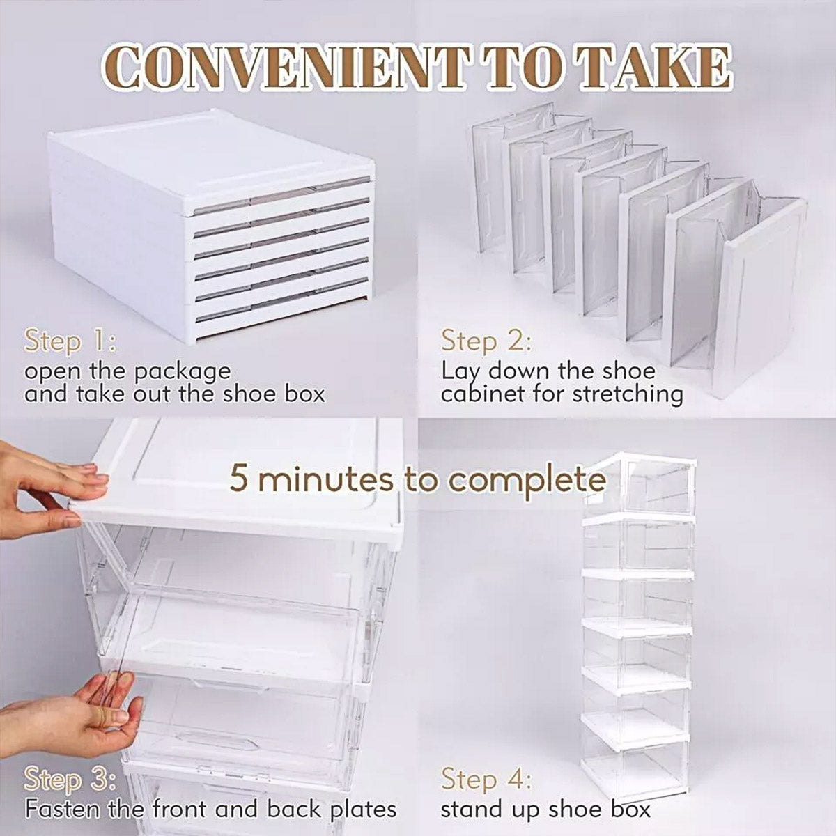 Clear Shoe Storage Boxes – Transparent – Set of 3