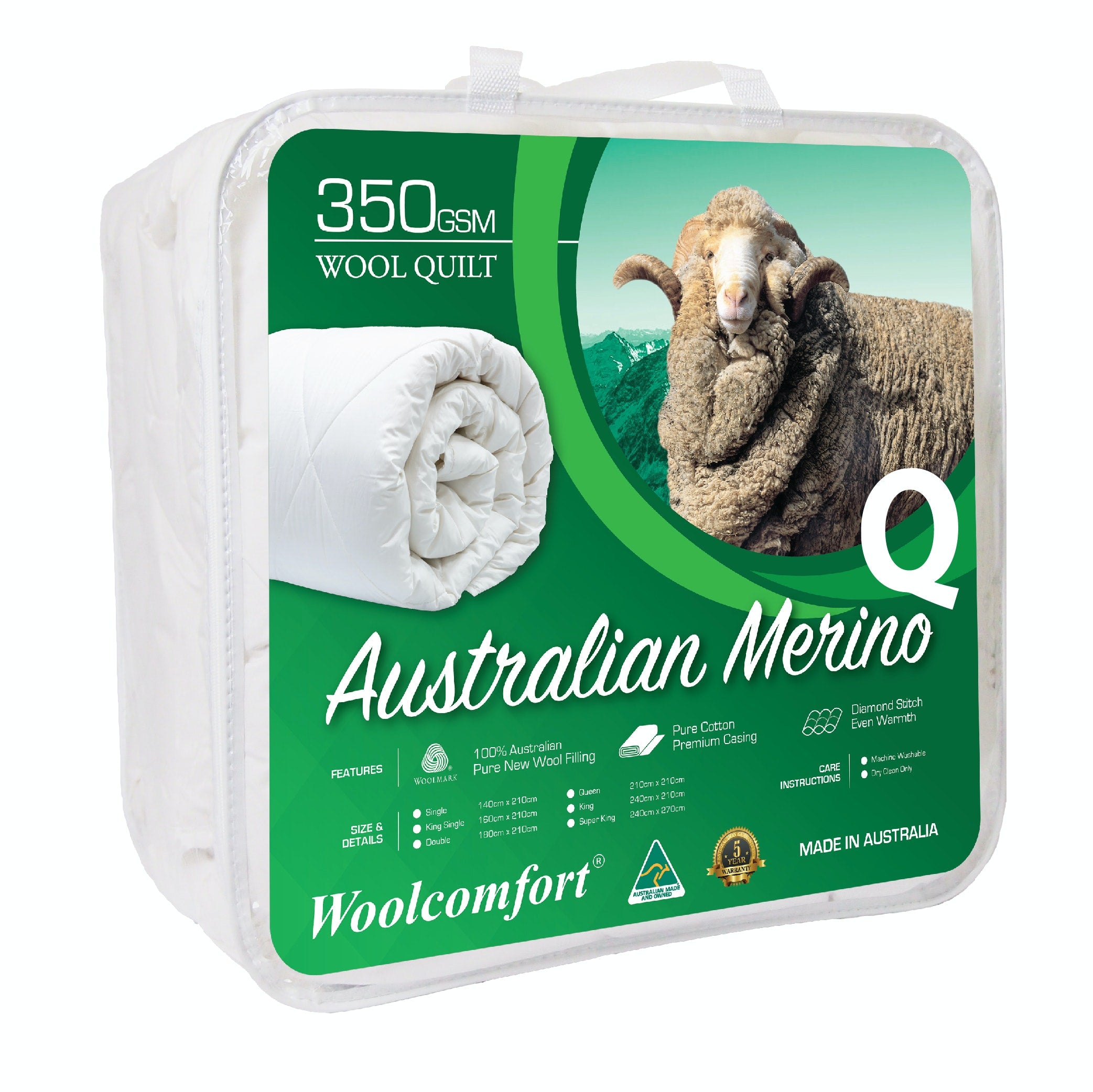 Aus Made Merino Wool Quilt 350GSM – Queen