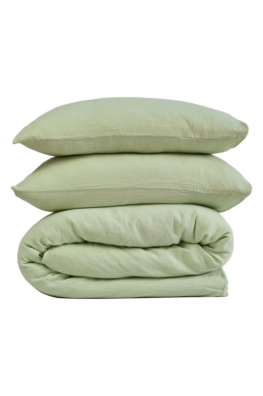 Linden Cotton Muslin Quilt Cover Set – Pastel Green – King