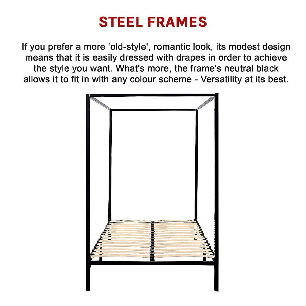 Atlas 4 Poster Bed Frame – Black – Queen