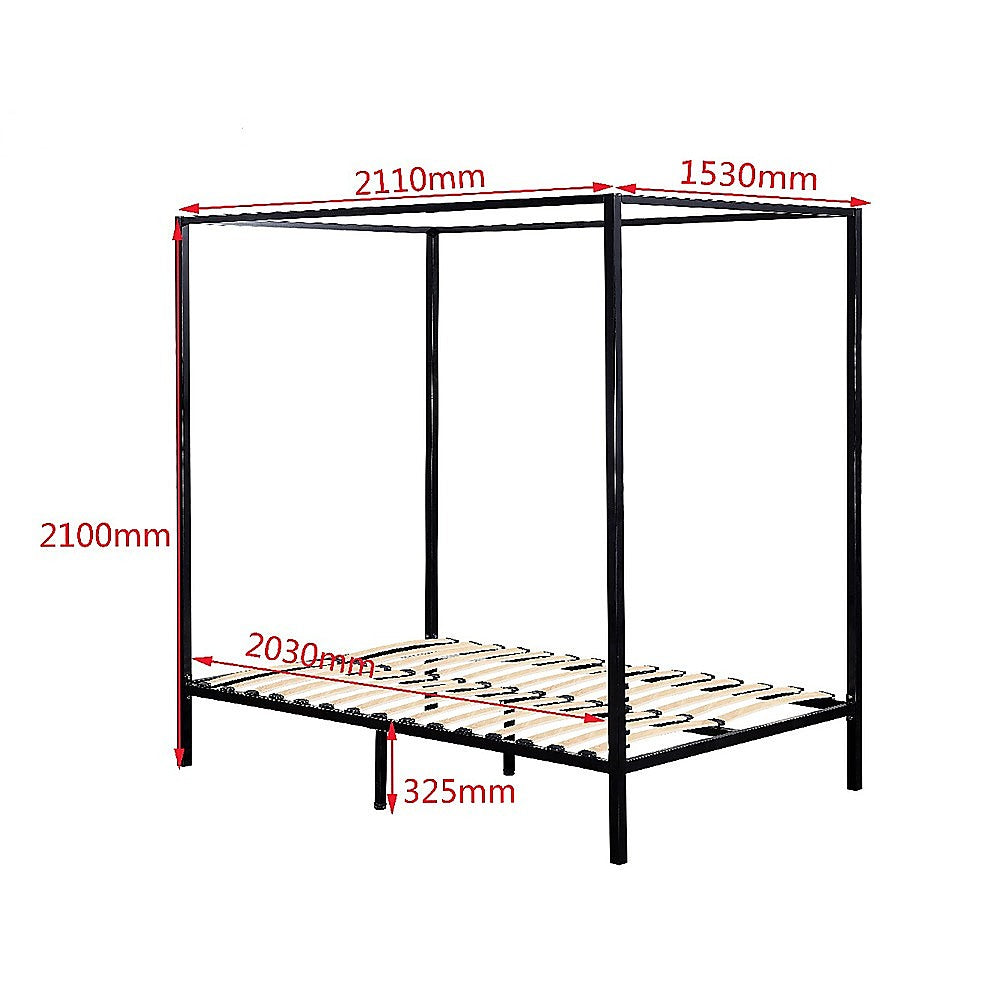 Atlas 4 Poster Bed Frame – Black – Queen